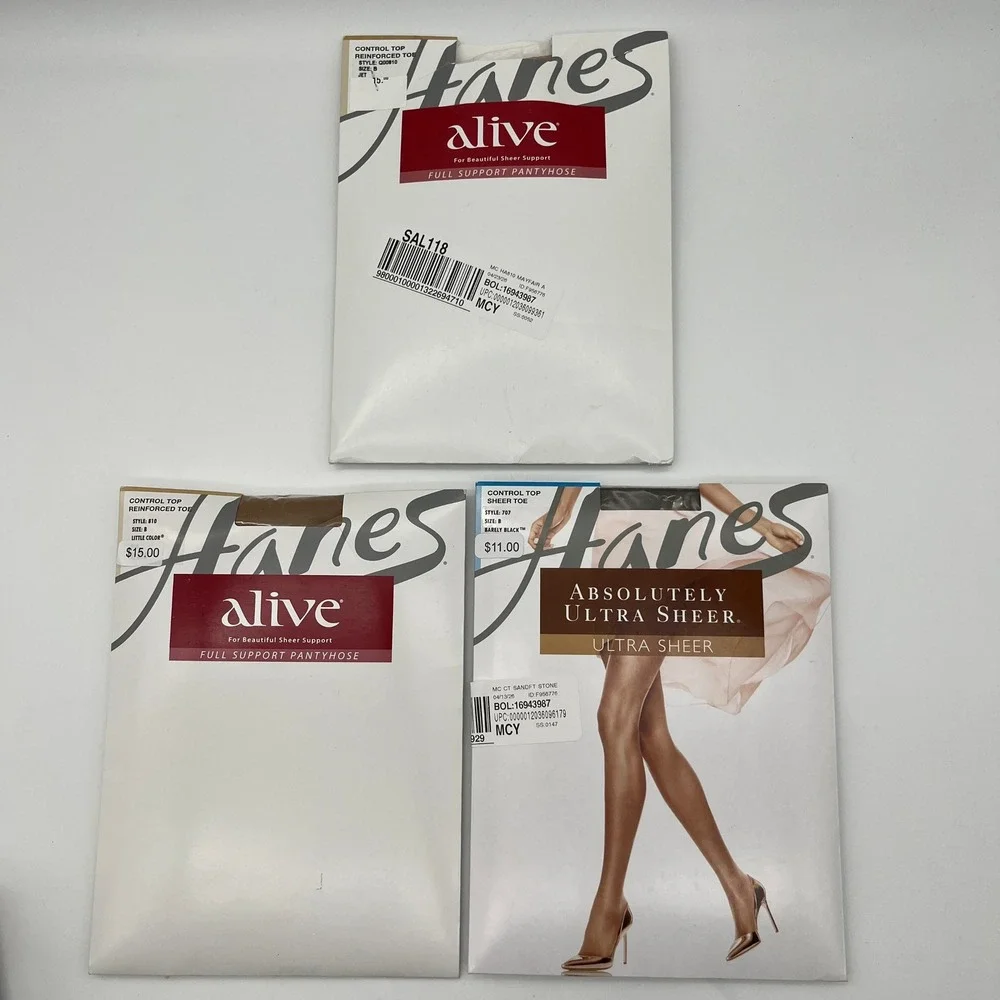 Hanes Pantyhose Womens Size B Multi Alive Absolutely Ultra‎ Sheer Lot of 3 NIP